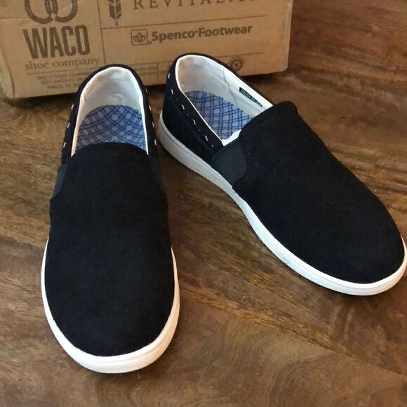 Spenco Black Orthotic Suede Water Repellent Slip-On Shoes-Santa Barbara size 6.5 - Picture 4 of 10